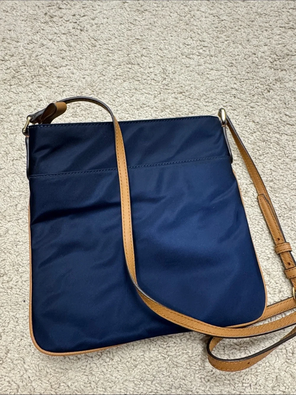 Michael Kors Navy and Tan Nylon Crossbody Messenger